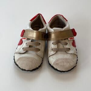 Pediped ORIGINALS® JAKE HEART Sz 18-24 Months Baby 5.5-6 Velcro White Red Hearts